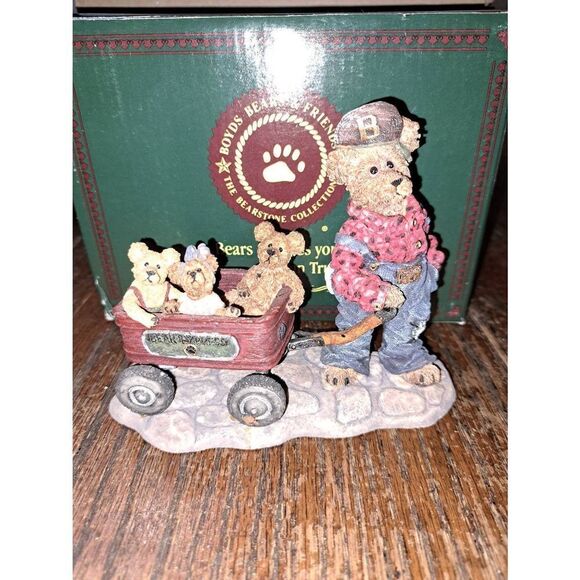 Vintage 1999 Boyds Bears The Bearstone Collection Huck w Mandy Zoe Zack Rollin - Picture 1 of 8